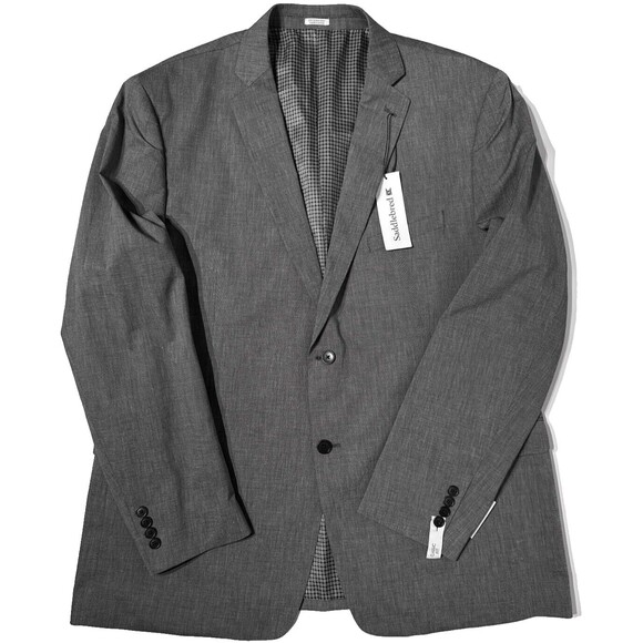 NWT $140 Saddlebred Classic Fit Gray Black 2-Button Blazer Men's Size 48L - Picture 1 of 13